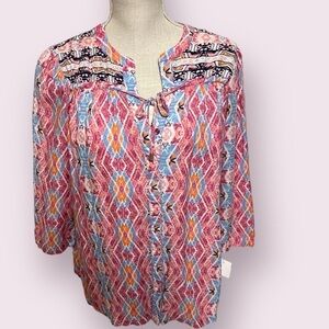 New Directions blouse, gathered bodice, sz medium